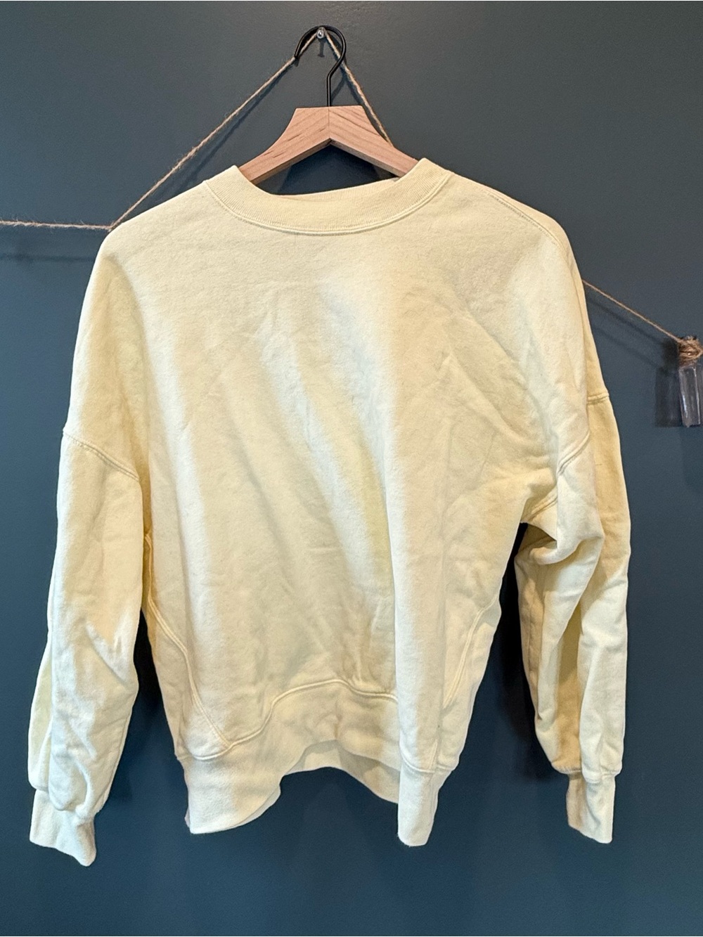 Abercrombie & Fitch Sunday Crew Sweatshirt in Pale Yellow